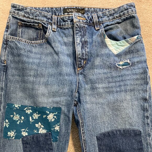 Ralph Lauren Womens Patchwork Boyfriend Jeans 6-8 - Picture 3 of 10